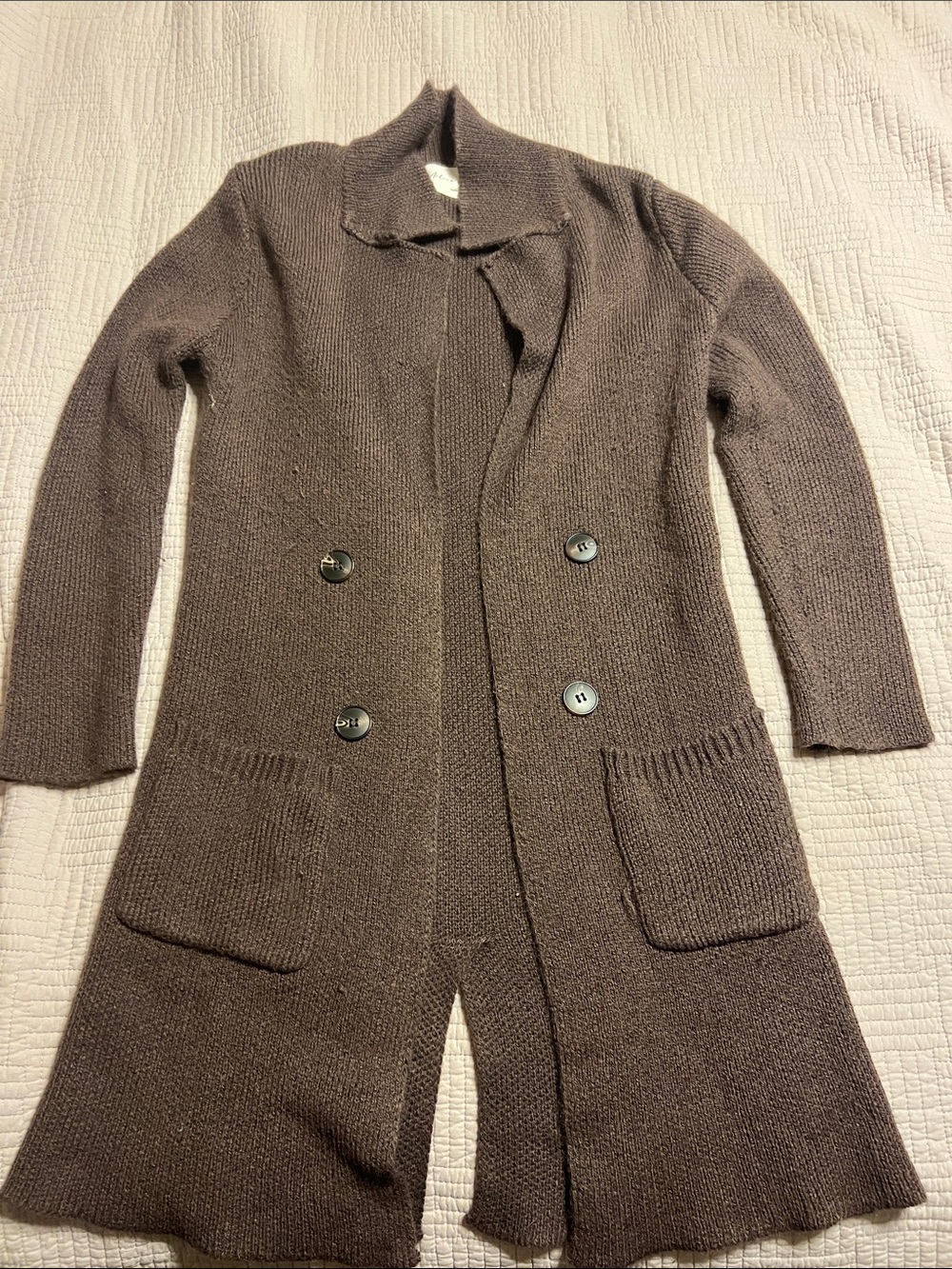 Active USA Women's Brown Double-Breasted Long Cardigan